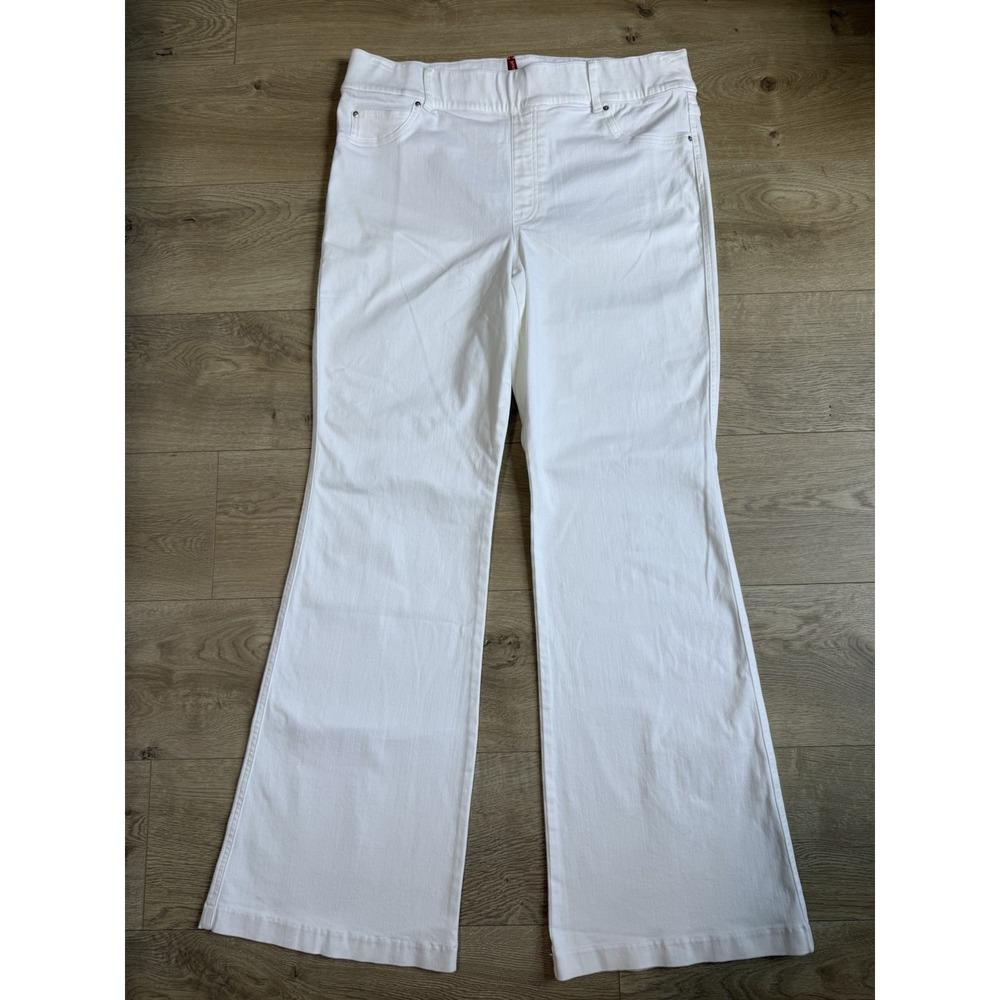 NWOT Spanx Jeans Pants White Flare High Rise Slimming Pull On Stretch Coastal 2X